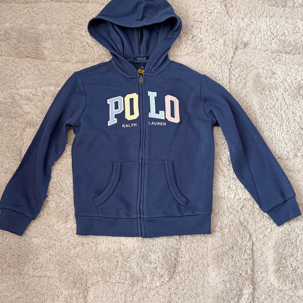 Polo by Ralph Lauren kids Logo French Terry Full-Zip Hoodie US7 - Picture 2 of 6